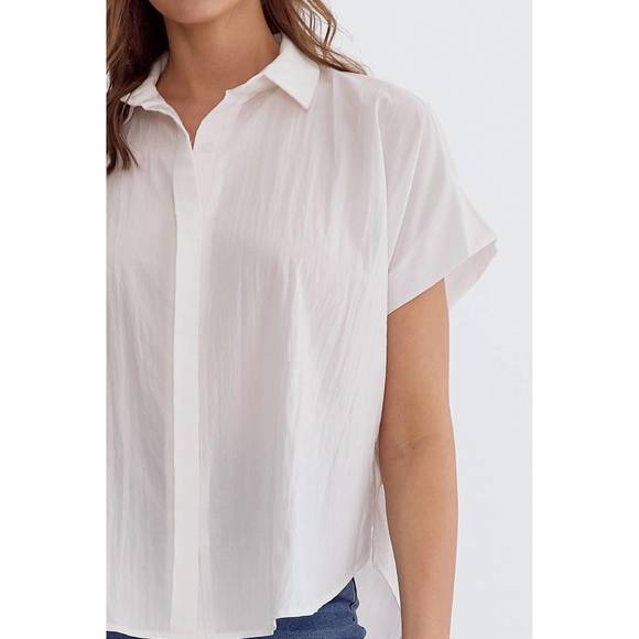 NEW ENTRO short sleeve flowy top in off white - Picture 3 of 3